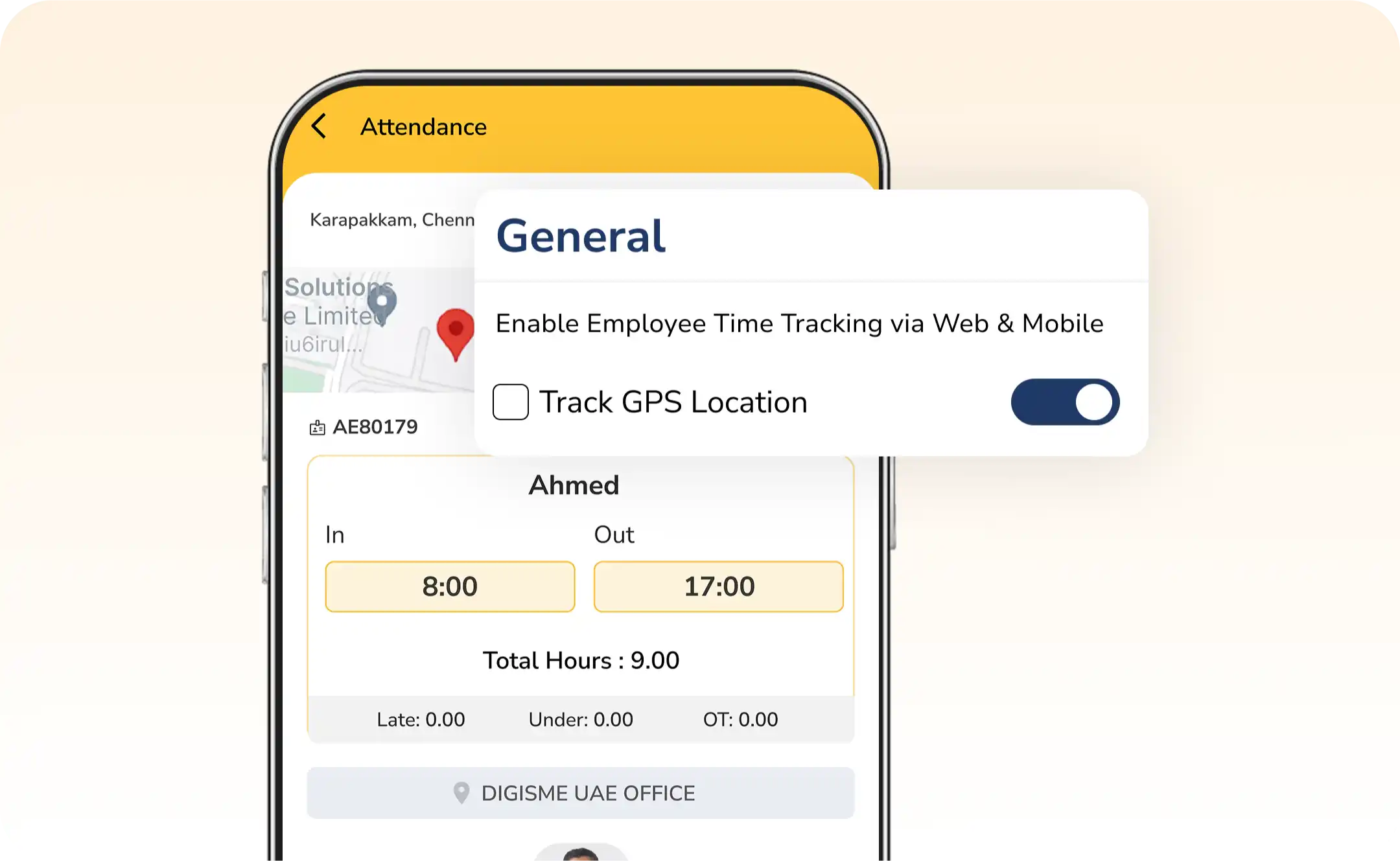 Employee attendance tracking app UAE