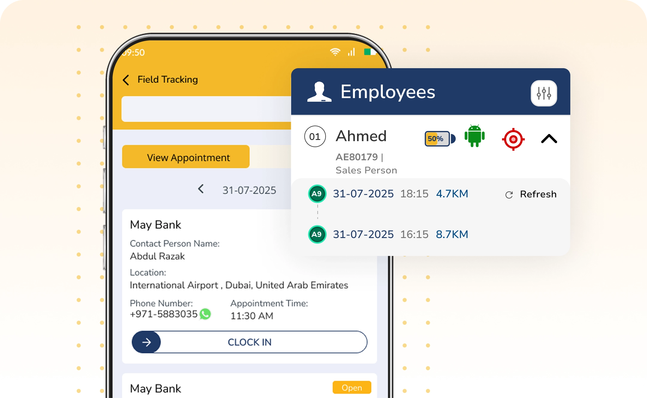 Employee location tracking with time attendance app