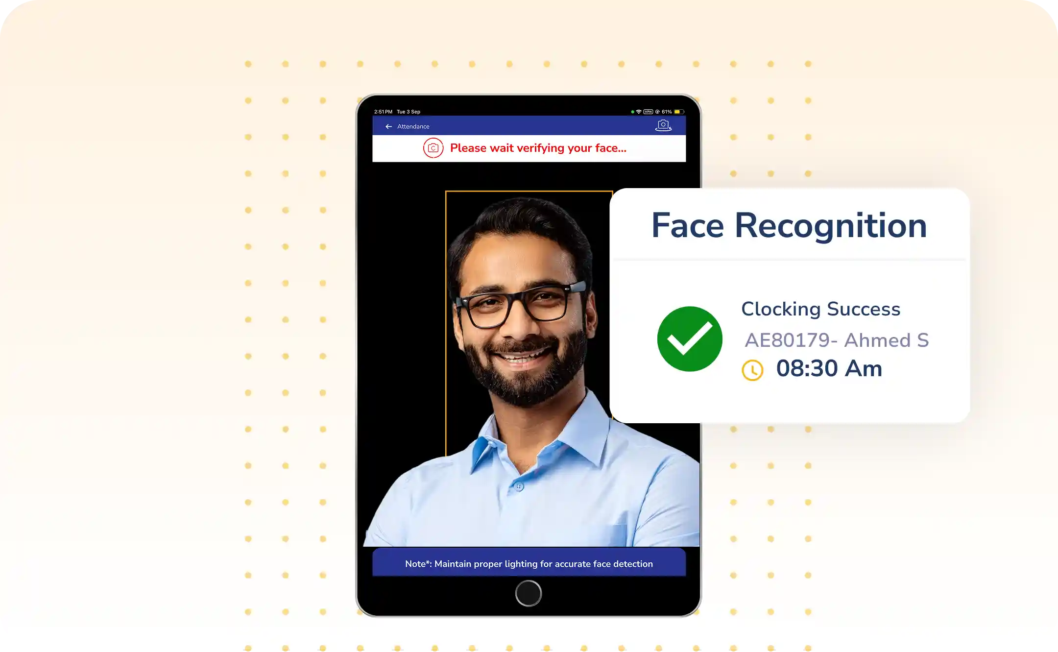 Face recognition attendance on tablet